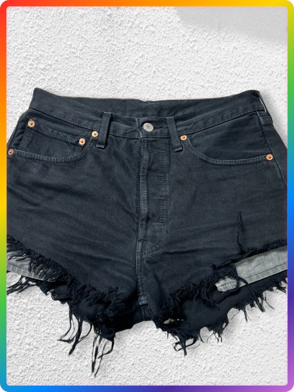 Vintage Levi's 501 Cutoff Jean Shorts SIZE 31 Distressed Blue Button Fly